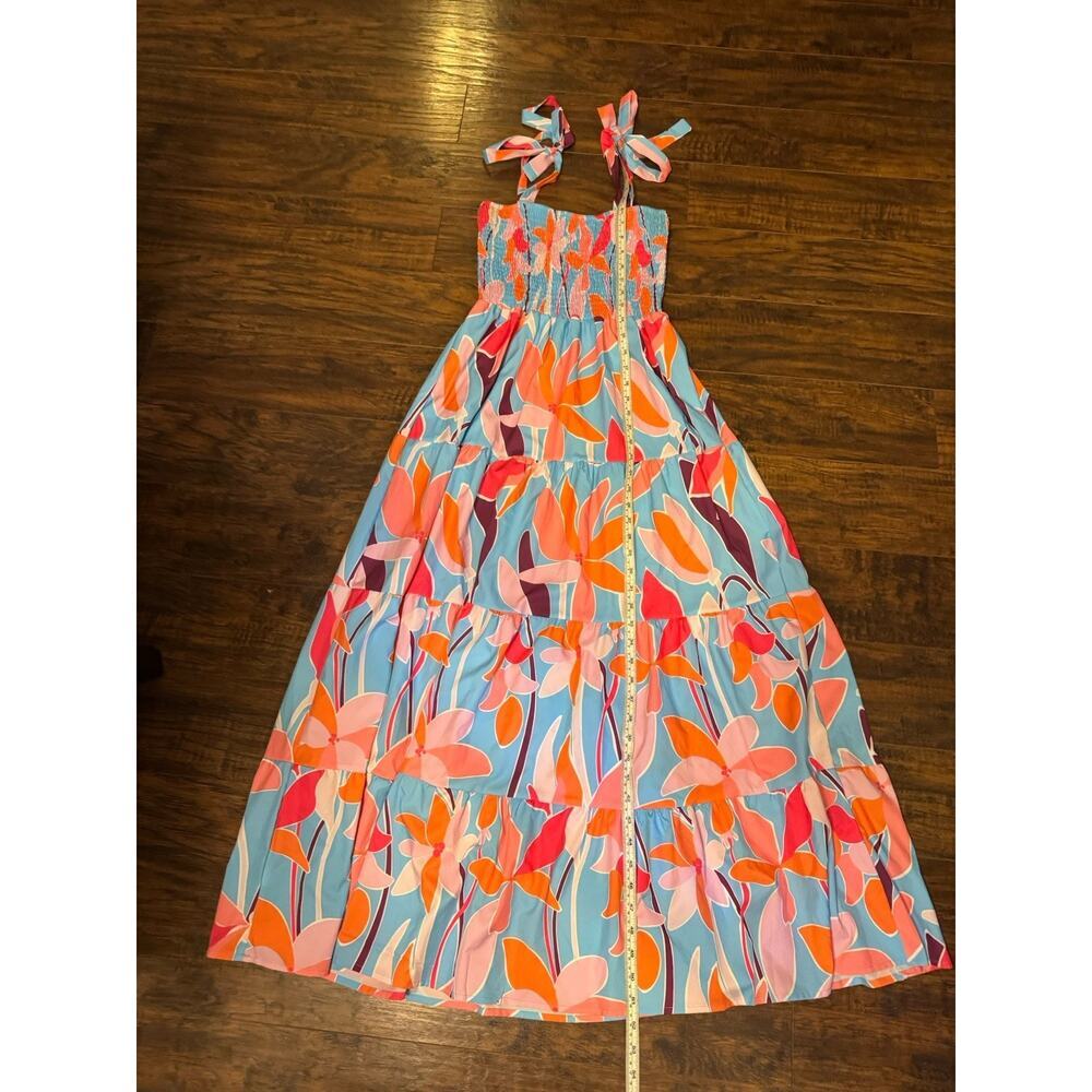Bright Floral Hawaiian Wear Maxi Dress Vacation Cruise Beach Summer Dress Sz:M - Picture 4 of 8